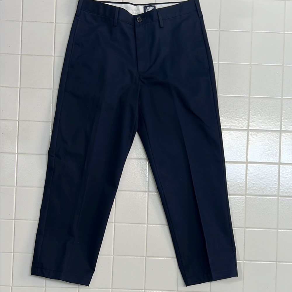 Navy Blue Dress Pants with Straight Leg and Creases